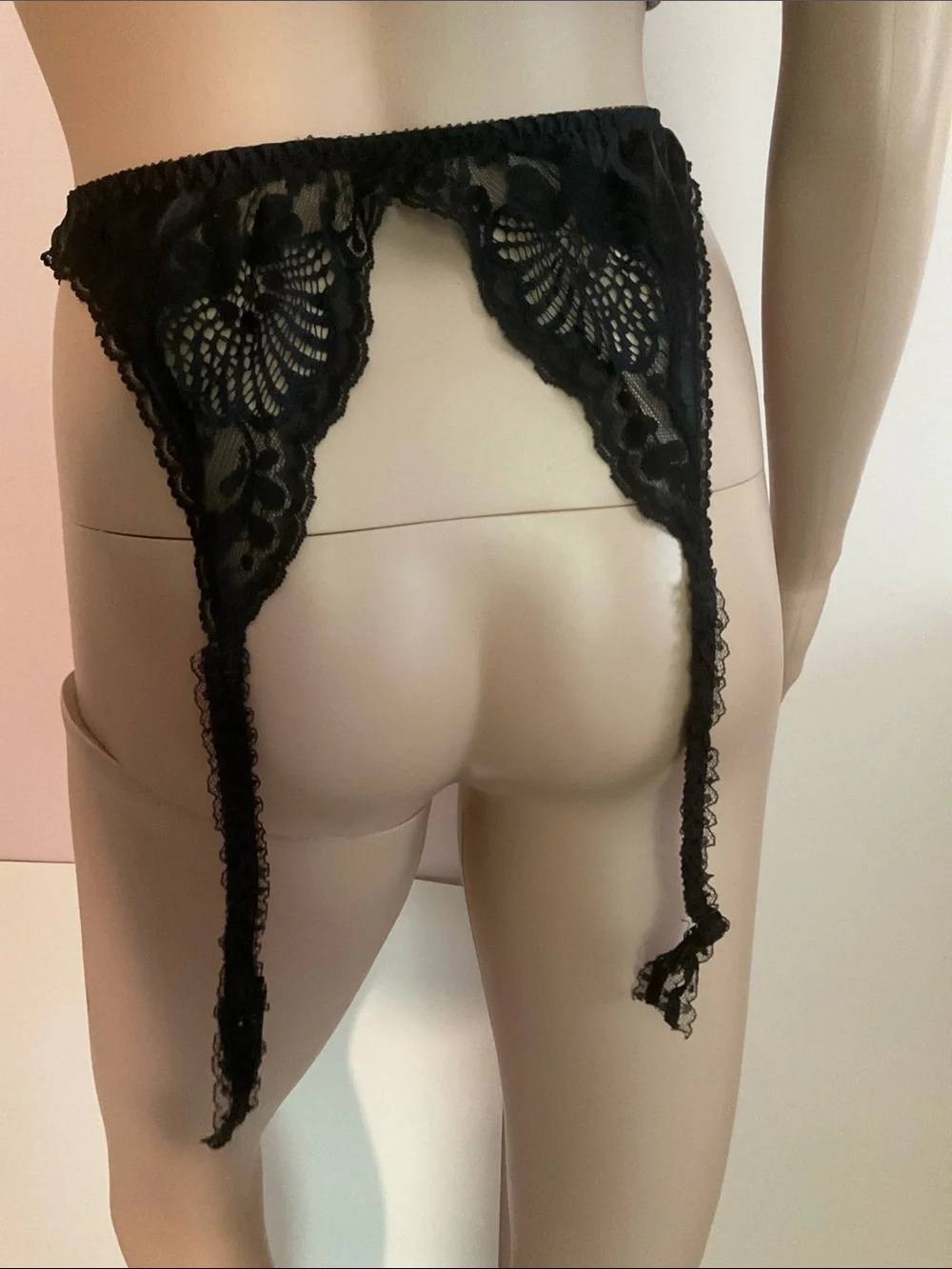 Black Lace-Edged Garter Belt